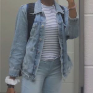 Blue and white striped shirt with open back